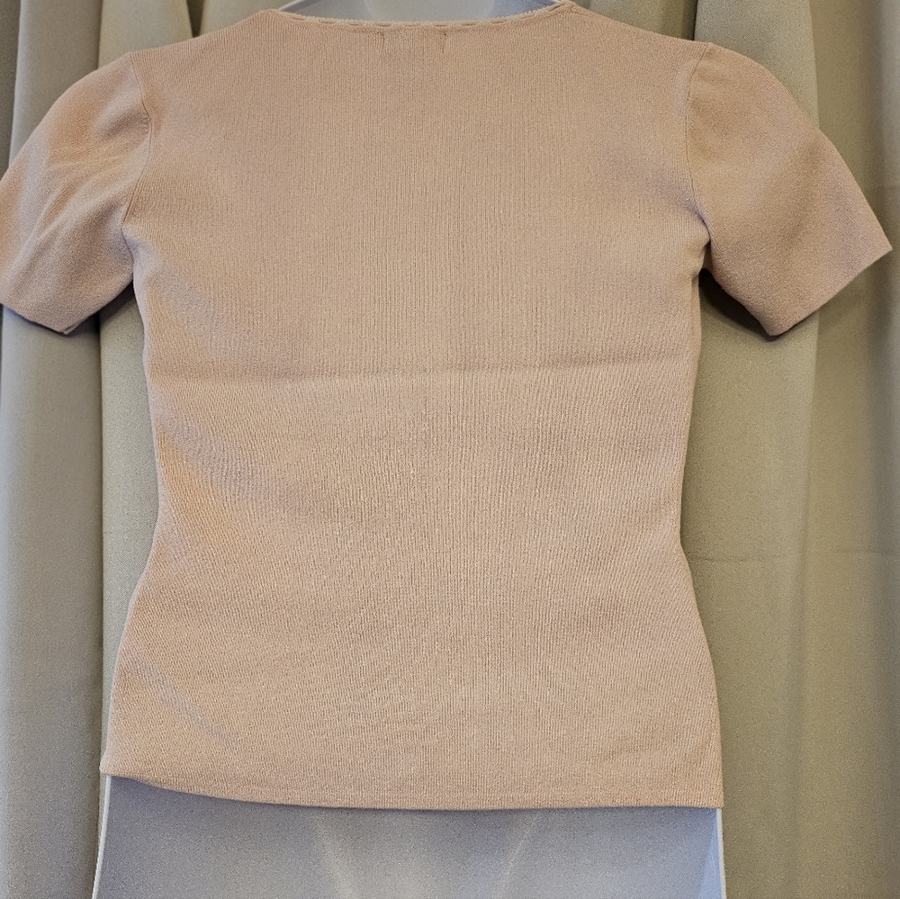 Large Short-Sleeve Knit Top in Light Blush